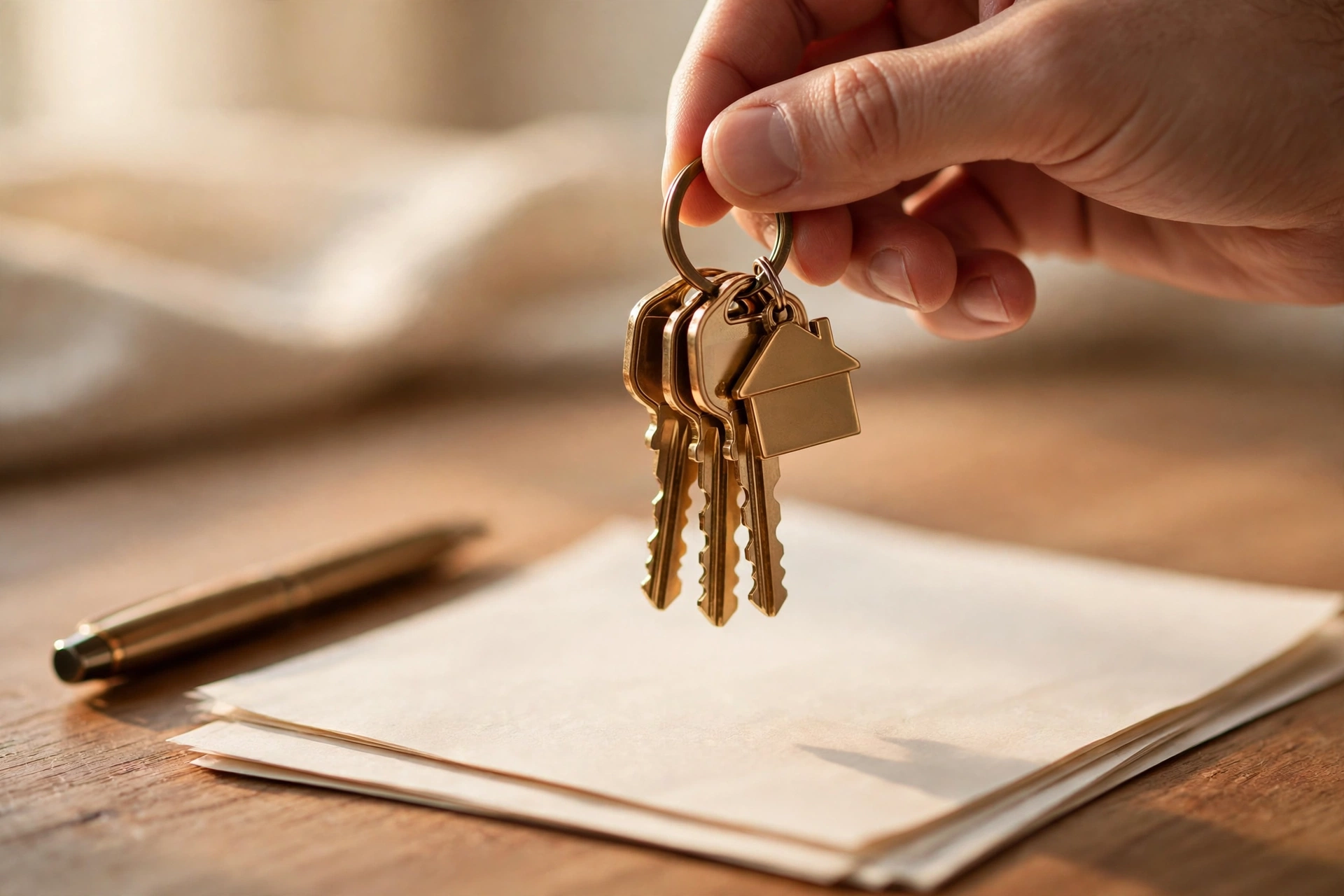 House keys over documents, decorative image